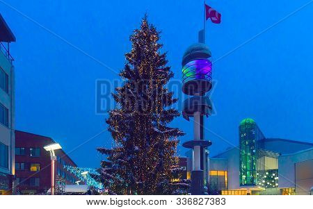Lordi Square At Winter Rovaniemi At Night New