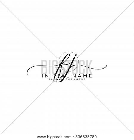 Fj Initial Handwriting Logo With Circle Template Vector.