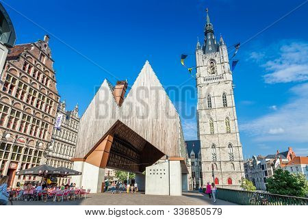 Ghent, Belgium - July 14, 2019: Highly Representative Roof, Stadshal (city Hall), Ghent, Belgium, 20