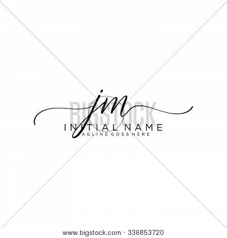 Jm Initial Handwriting Logo With Circle Template Vector.