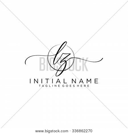 Lz Initial Handwriting Logo With Circle Template Vector.