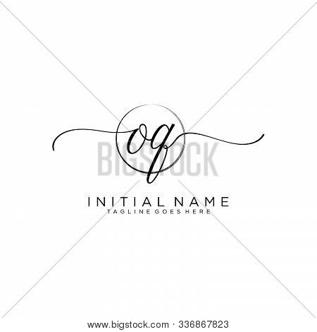Oq Initial Handwriting Logo With Circle Template Vector.