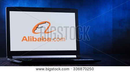 Poznan, Pol - Nov 14, 2019: Laptop Computer Displaying Logo Of Alibaba, A Chinese Multinational Cong