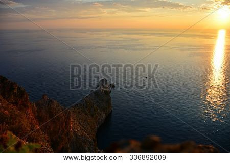 Beautiful Sea And Rocks View During Sunset From Alanya Castle At Peninsula, Turkey