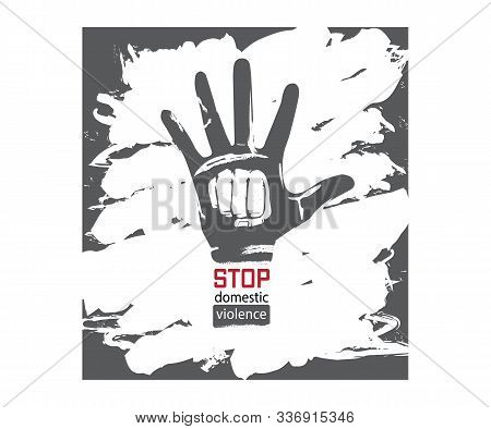 Stop Domestic Violence Stamp. Vector Poster Gray