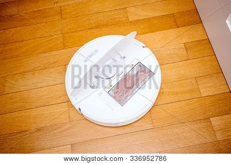 Paris, France - Nov 20, 2019: Latest Roborock S6 The Flagship Product Of Roborock Overhead View On T