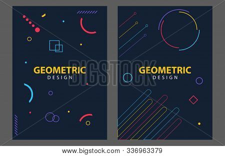Minimalist Cover Collection With Geometric. Banner, Poster Vector