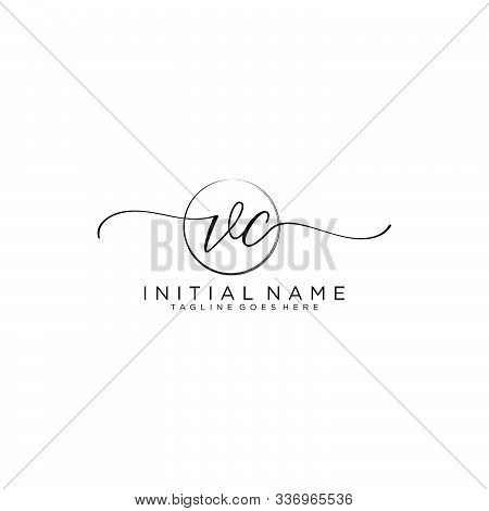 Vc Initial Handwriting Logo With Circle Template Vector.