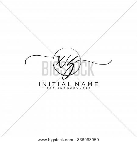 Xz Initial Handwriting Logo With Circle Template Vector.