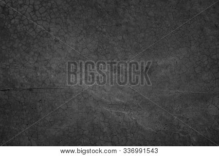 Art Black Concrete Stone Texture For Background In Black. Abstract Color Dry Scratched Surface Wall