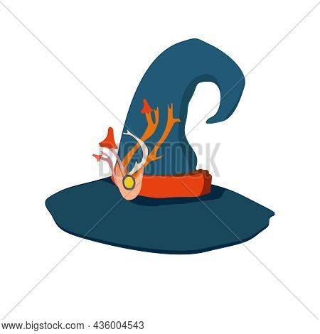 Magic Item Witchs Hat, Wizard Attributes For Halloween. Cartoon Vector Illustration