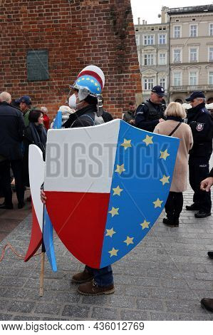 Cracow; Poland - Oct 10; 2021: We Stay; The Government Leaves! People Protest Against The Verdict Of