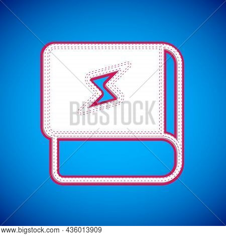 White Book About Electricity Icon Isolated On Blue Background. Vector