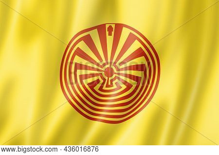 Oodham Ethnic Flag, Mexico Waving Banner Collection. 3d Illustration