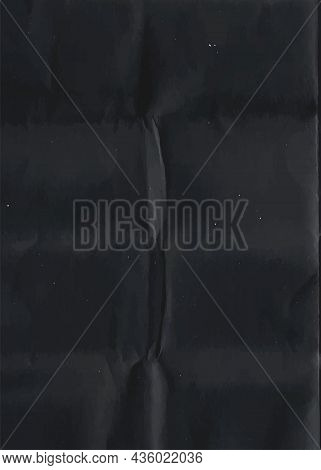 Crumpled Black Paper Texture. Abstract Dark Background With Wrinkled Cardboard Texture. Vector Illus