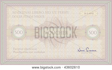 vector voucher pink green guilloche certificate