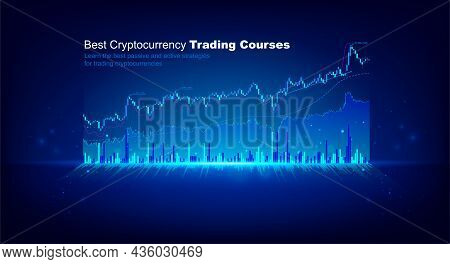 Holographic Graphs And Stock Market Statistics Gain Profits. Stock Market And Exchange Candlestick C