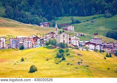 Village Of Piatta In Bormio Alps, Province Of Sondrio, Lombardy, Italy