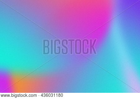 Abstract Pastel Neon Holographic Blurred Grainy Gradient Background Texture. Colorful Digital Grain 