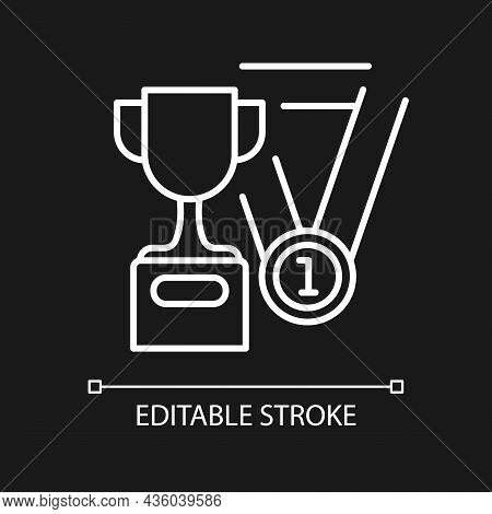 Sports Talent White Linear Icon For Dark Theme. Athletic Aptitude. Talented Sportsman. Thin Line Cus