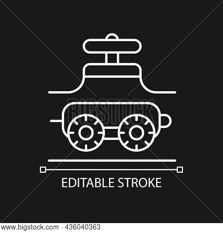 Pipe-inspecting Robots White Linear Icon For Dark Theme. Robotic Crawler. Pipeline Inspection. Thin 