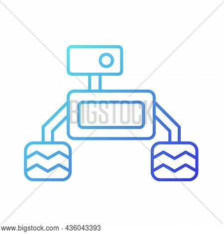 Space Exploration Robot Gradient Linear Vector Icon. Collect Sample For Examination. Robotic Vehicle