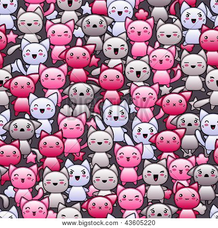Patrones sin fisuras con cute kawaii doodle gatos.