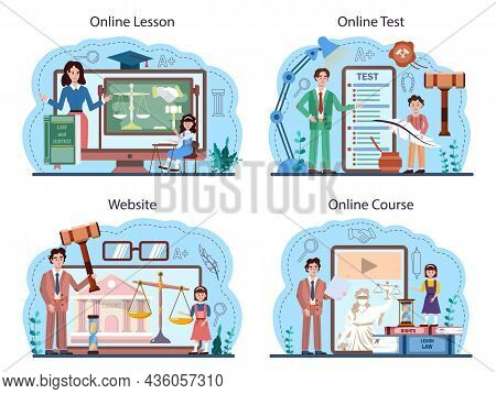 Law Class Online Service Or Platform Set. Punishment And Judgement Education