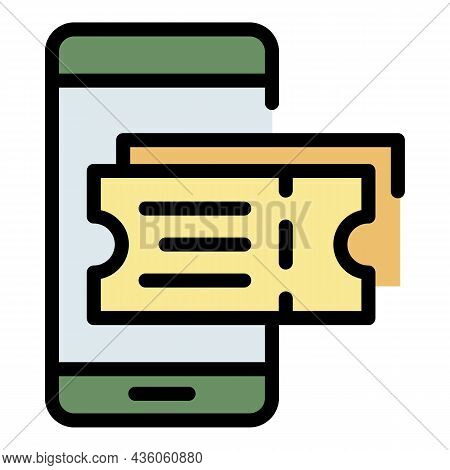 Phone Boxing Tickets Icon. Outline Phone Boxing Tickets Vector Icon Color Flat Isolated