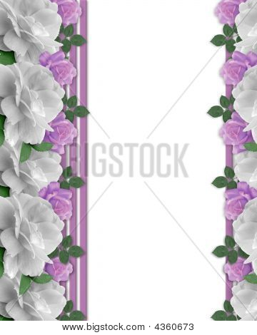 Białe róże i lawendy zaproszenie granicy