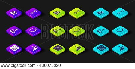 Set Tic Tac Toe Game, Ray Gun, Toy Boat, Bow Toy, Pogo Stick Jumping And Robot Icon. Vector