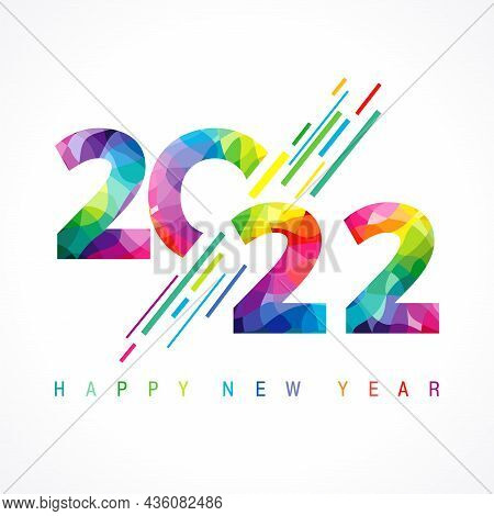 A Happy New Year 2022 Congrats. Stained-glass Logotype Concept. 20 22 Decorative Numbers With Modern