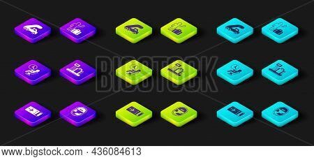 Set Airline Ticket, Airplane Window, Human Waiting Airport Terminal, Scale With Suitcase, Tourist An