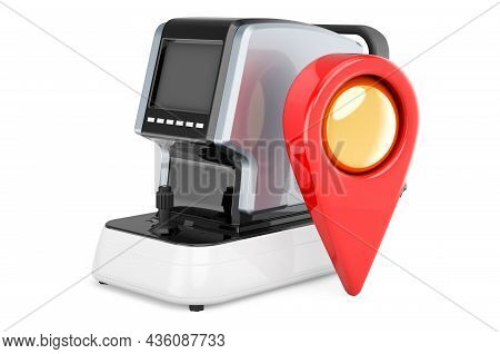 Autorefractometer With Map Pointer. 3d Rendering Isolated On White Background