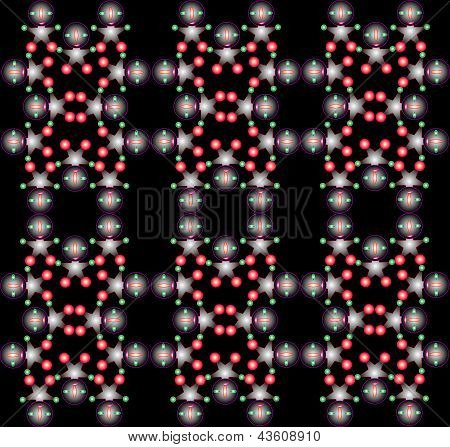 Composição abstrata com A de cor cor bolas e fundo preto