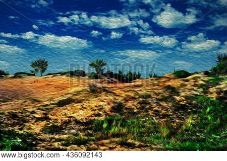 Sand Dunes With Undergrowth At The Tropical Beach Of Arraial Do Cabo. In A Brazilian Region Of Stunn