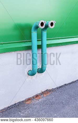 Fire Hydrant On The Wall Background. Point Of Withdrawal - Pow Fire Water