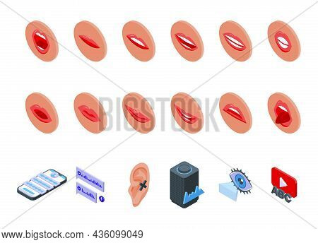 Articulation Icons Set Isometric Vector. Childhood Development. Exercise Education