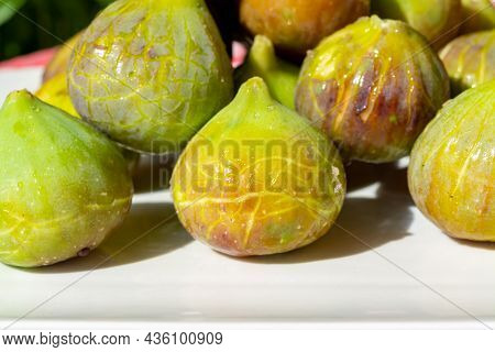 New Harvest Of Fresh Ripe Sweet Fig Fruits