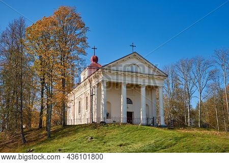 Old Ancient Catholic Church Of Our Lady Of Perpetual Help In Shemetovo Village, Myadel District, Min