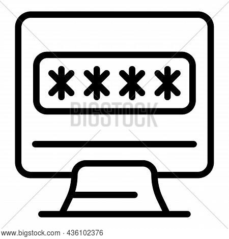 Computer Password Icon Outline Vector. System Lock. Secure Cyber