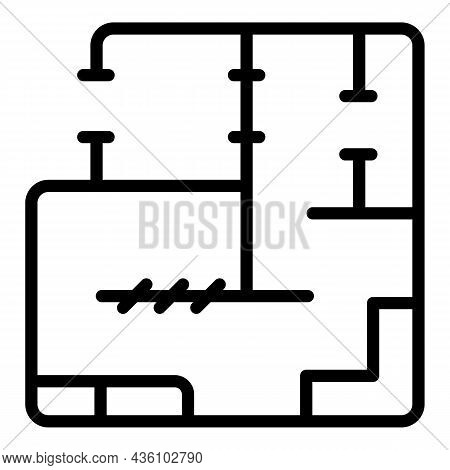 Apartment Plan Icon Outline Vector. City Building. House Facade