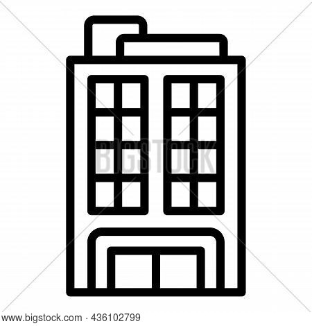 Block Building Icon Outline Vector. City Multistory. Industry House