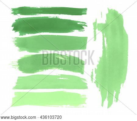 Color Smear The Paint. Green Spray Elements. Isolated Dirty Banner. Ink Drawn Frames Border. Abstrac