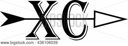 The Cross Country Runners Logo Xc In Black With Black Trim And A Black Arrow Running Through The Mid