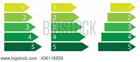 Collection Of Green Process Arrow Icon. Chart Sign. Promotion Design. Business Concept. Vector Illus