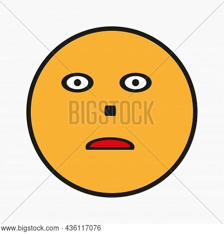 Shocked Smile Icon. Emotion Concept. Message Sign. Flat Simple Design. Hand Drawn. Vector Illustrati