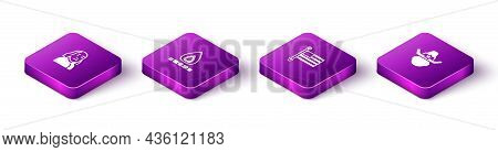 Set Isometric Benjamin Franklin, Campfire, American Flag And Sheriff Cowboy Icon. Vector