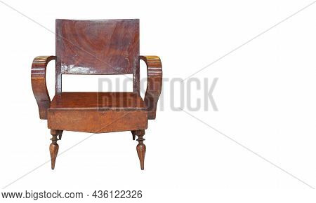 Front View Old Wooden Chair On White Background, Vintage, Object, Retro, Copy Space