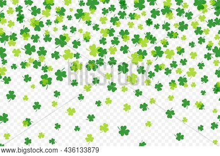 Shamrock Or Green Clover Leaves Pattern Background Flat Design Vector Illustration Isolated On Trans